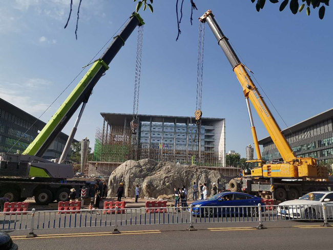 六合风景石吊装搬运